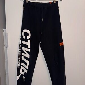 Heron Preston Black and White Joggers with Bold Print